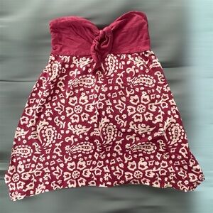American Eagle Outfitters Burgundy and Cream Strapless Top